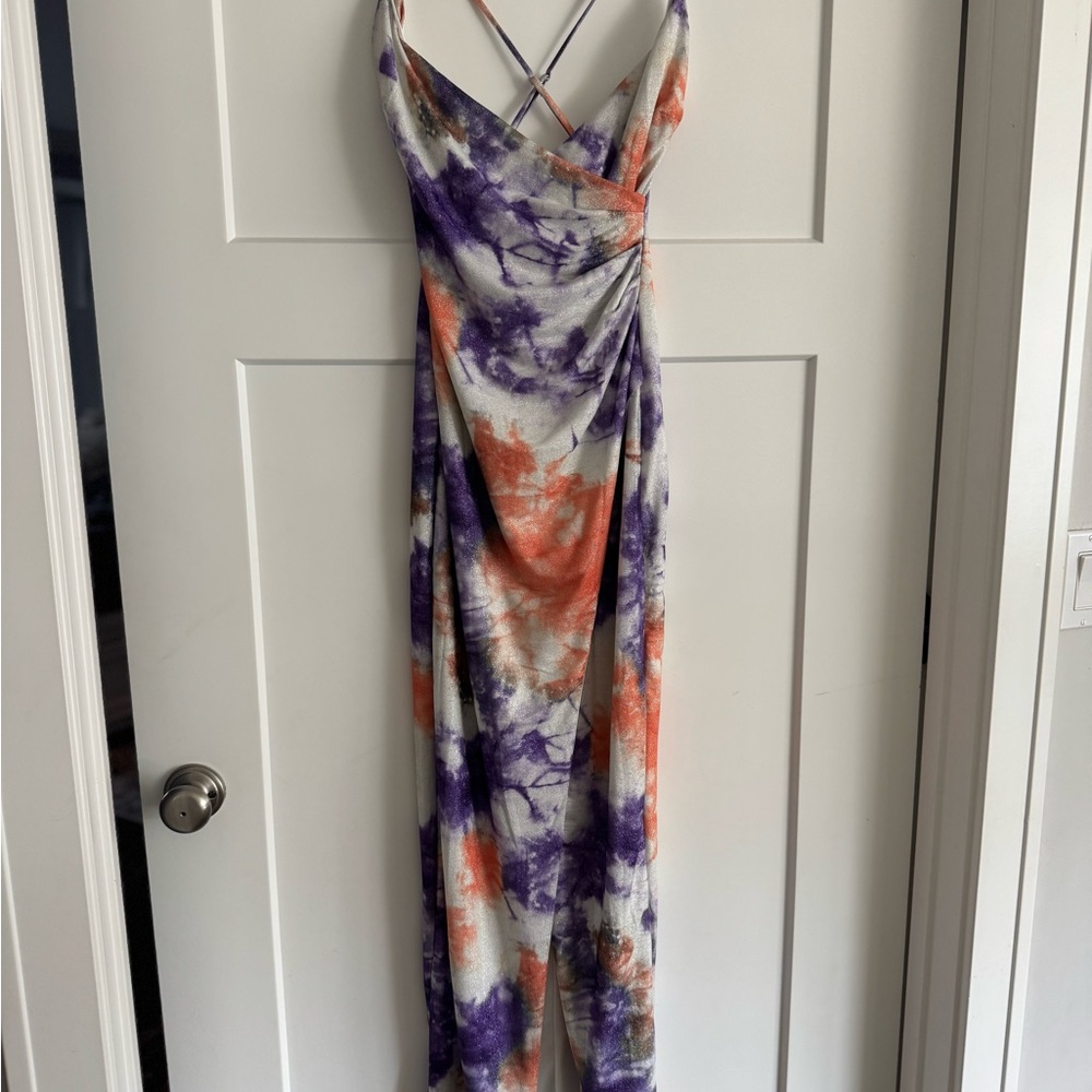 Elegant Multicolor Tie-Dye Dress